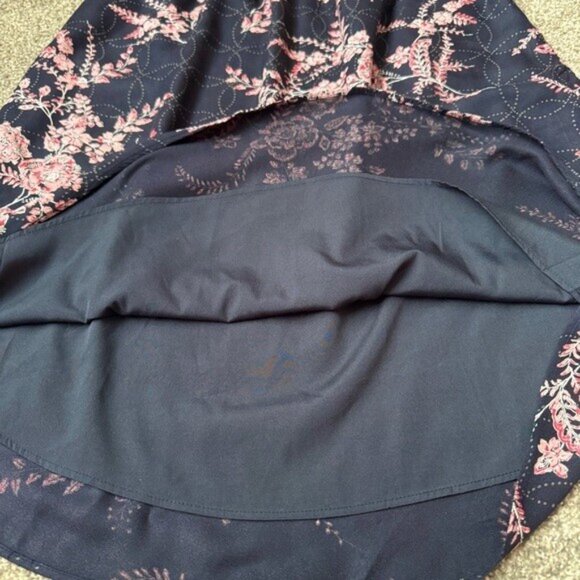 Hinge Floral Black and Pink Midi Skirt with Linings and Pockets Women's Size M - Picture 5 of 15